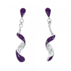 Sterling Silver and Man Made Sugilite Spiral Post Dangle Earrings JX129929