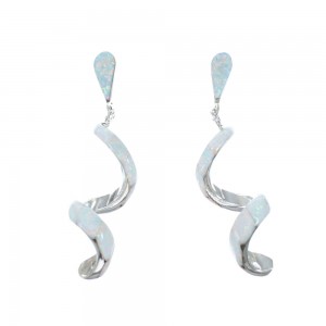 Sterling Silver and Opal Spiral Post Dangle Earrings JX129927
