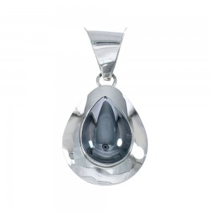 Genuine Sterling Silver Hematite Tear Drop Pendant JX129879