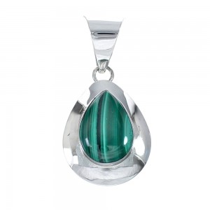 Genuine Sterling Silver Malachite Tear Drop Pendant JX129871