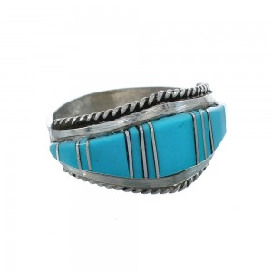 Native American Zuni Sterling Silver Turquoise Ring Size 11 AX130036