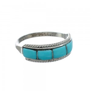Native American Zuni Sterling Silver Turquoise Ring Size 6-1/2 AX130043