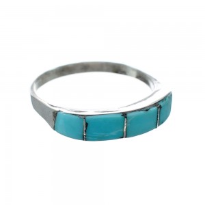 Native American Zuni Sterling Silver Turquoise Ring Size 8 AX130055