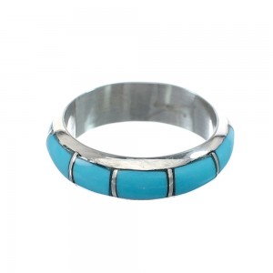 Native American Zuni Sterling Silver Turquoise Ring Size 7-1/2 AX130099