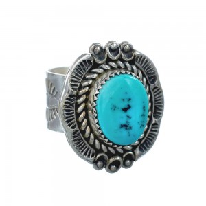 Native American Turquoise Sterling Silver Ring Size 10-1/2 AX130103