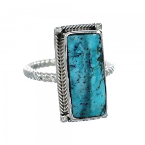 Native American Turquoise Sterling Silver Ring Size 8 AX130111