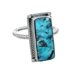 Native American Turquoise Sterling Silver Ring Size 8-1/4 AX130112
