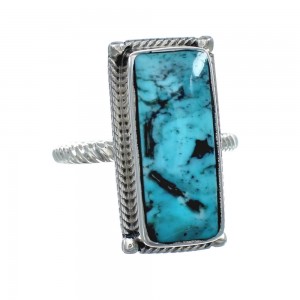 Native American Turquoise Sterling Silver Ring Size 6-1/2 AX130113