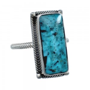 Native American Turquoise Sterling Silver Ring Size 6-3/4 AX130114