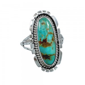 Native American Sterling Silver Turquoise Ring Size 6-3/4 AX130148