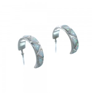 Sterling Silver Southwest Opal Post Hoop Earrings JX129962