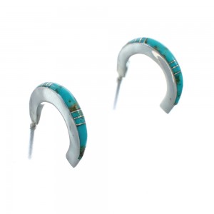 Sterling Silver Southwest Turquoise Post Hoop Earrings JX129938
