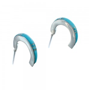 Sterling Silver Southwest Turquoise Post Hoop Earrings JX129939