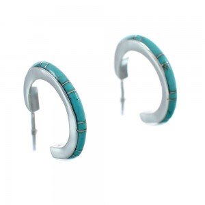 Sterling Silver Southwest Turquoise Post Hoop Earrings JX129952