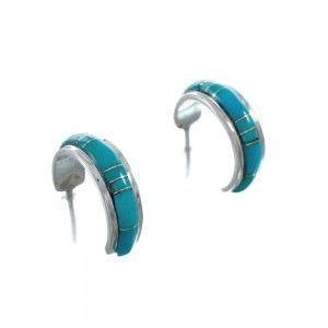 Sterling Silver Southwest Turquoise Post Hoop Earrings JX129946