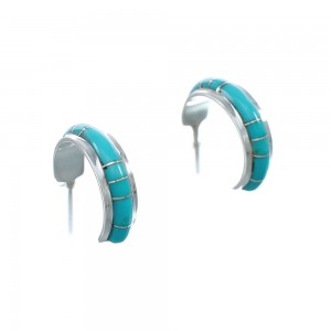 Sterling Silver Southwest Turquoise Post Hoop Earrings JX129943