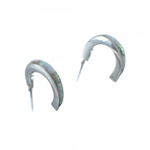 Sterling Silver Southwest Opal Inlay Post Hoop Earrings JX129967