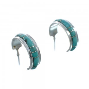 Sterling Silver Southwest Turquoise Post Hoop Earrings JX129947