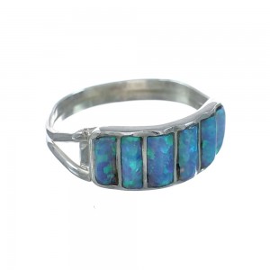 Blue Opal Authentic Sterling Silver Zuni Ring Size 6-3/4 JX130000