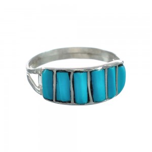 Turquoise Authentic Sterling Silver Zuni Ring Size 6-3/4 JX130033