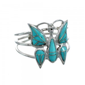 Turquoise And Sterling Silver Southwestern Butterfly Ring Size 6 JX129986