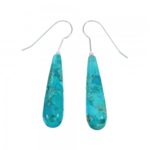 Native American Turquoise Sterling Silver Bead Hook Dangle Earrings JX129747