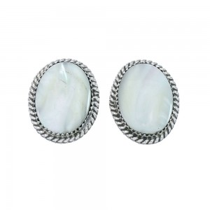 Mother of Pearl Navajo Sterling Silver Post Earrings AX130176