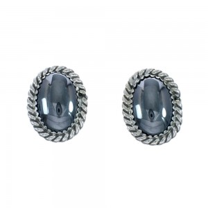 Hematite Navajo Sterling Silver Post Earrings AX130180