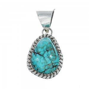 Navajo Authentic Turquoise Sterling Silver Pendant AX130187