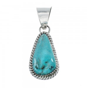 Navajo Authentic Turquoise Sterling Silver Pendant AX130188