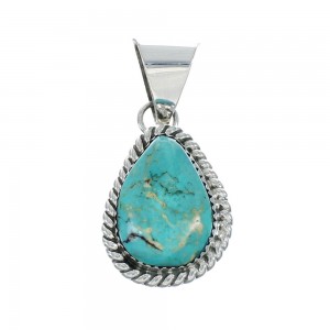 Navajo Authentic Turquoise Sterling Silver Pendant AX130189