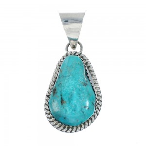 Navajo Authentic Turquoise Sterling Silver Pendant AX130190