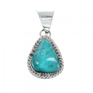 Navajo Authentic Turquoise Sterling Silver Pendant AX130191