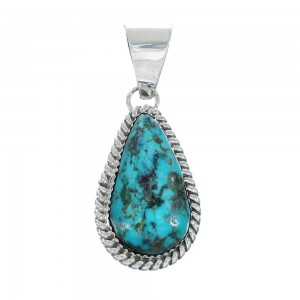 Navajo Authentic Turquoise Sterling Silver Pendant AX130192
