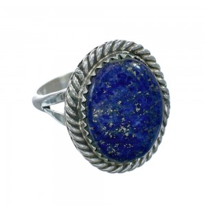 Native American Sterling Silver Lapis Ring Size 8-3/4 AX130229