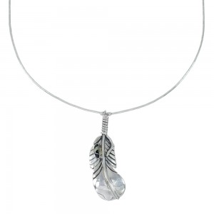 Southwest Feather Jet and Opal Sterling Silver Pendant Liquid Silver Necklace JX130320