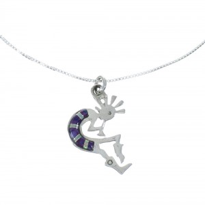 Southwest Kokopelli Magenta Turquoise and Opal Sterling Silver Pendant Chain Necklace JX130319