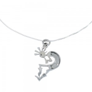 Southwest Kokopelli Sterling Silver Pendant Chain Necklace Set JX130318