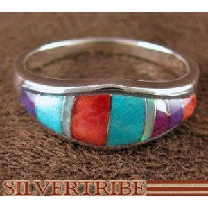 Turquoise Multicolor Jewelry Sterling Silver Ring Size 6-3/4 NS35935