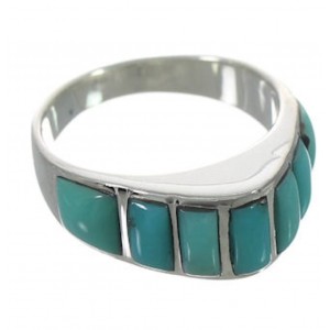 Genuine Sterling Silver Turquoise Inlay Ring Size 8-3/4 RX100641