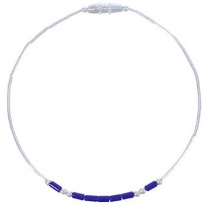 Hand Strung Liquid Silver & Lapis Bead Bracelet Jewelry LS36L 