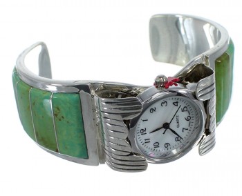 Southwestern Turquoise Authentic Sterling Silver Cuff Watch CX48637