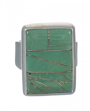 Authentic Sterling Silver Turquoise Inlay Ring Size 8-3/4 MX62306