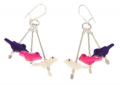 Liquid Sterling Silver Multicolor Fetish Bird Earrings Jewelry FS59584