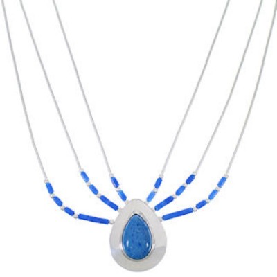 Denim Lapis & Liquid Sterling Silver Tear Drop Necklace JS2932