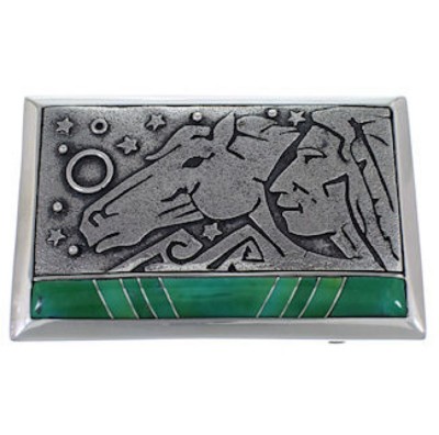 Horse Chief Head Sterling Silver Turquoise Jewelry Belt Buckle AW75318