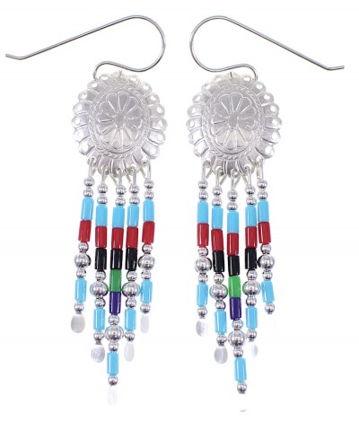 Multicolor Silver Concho Hook Dangle Earrings BE19MC