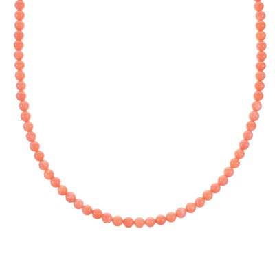 Sterling Silver Pink Coral Southwest Bead Necklace AX98579