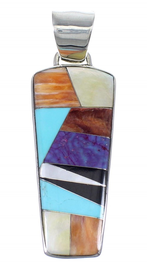 Authentic Sterling Silver Multicolor Southwest Pendant RX73837