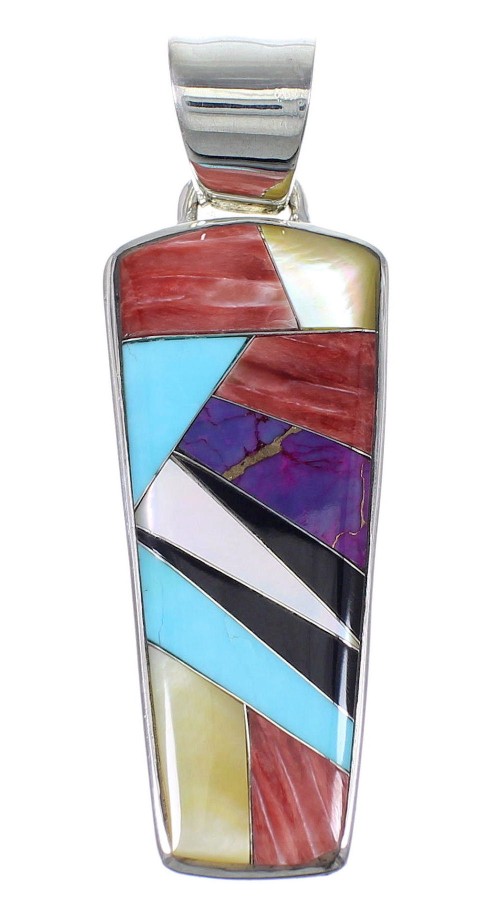 Southwest Genuine Sterling Silver Multicolor Pendant RX73838